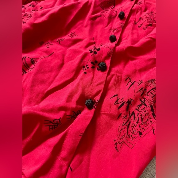 Soft Surroundings Pagoda Tunic XL Blouse Oriental Asian Red Black Office Career - Picture 4 of 7
